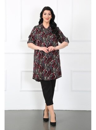 Maroon - Plus Size Tunic - By Alba Collection