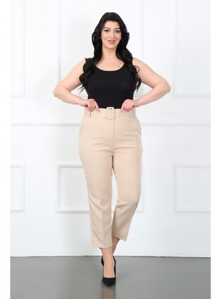 Cream - Plus Size Pants - By Alba Collection