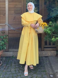 Yellow - Scoop Neck - Unlined - Modest Dress