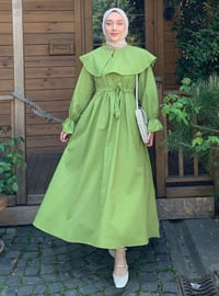 Pistachio Green - Scoop Neck - Unlined - Modest Dress