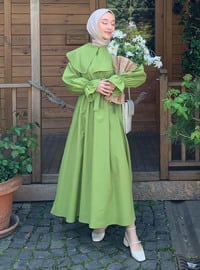Pistachio Green - Scoop Neck - Unlined - Modest Dress