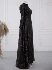 Black - Fully Lined - Dog collar - Modest Evening Dress