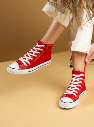 Red - Sport - Sports Shoes - Pembe Potin