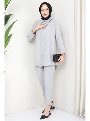 Grey - Suit - Hafsa Mina