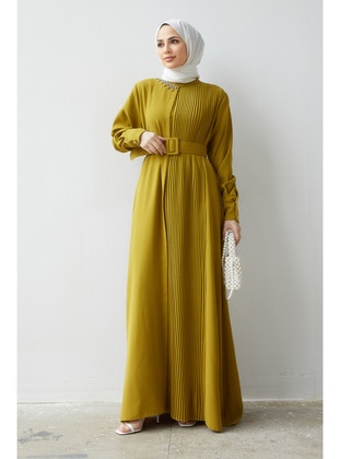 Olive Green - Modest Dress - Vavinor