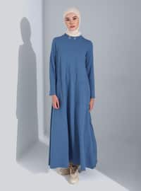 Indigo - Polo neck - Unlined - Modest Dress