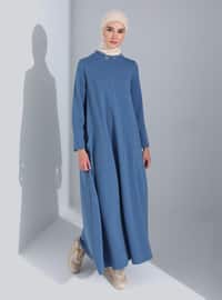 Indigo - Polo neck - Unlined - Modest Dress