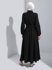 Black - Crew neck - Unlined - Modest Dress