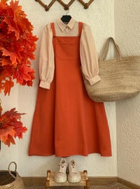 Orange - Sweatheart Neckline - Unlined - Modest Dress