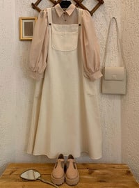 Ecru - Sweatheart Neckline - Unlined - Modest Dress