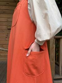 Orange - Unlined - Sweatheart Neckline - Suit