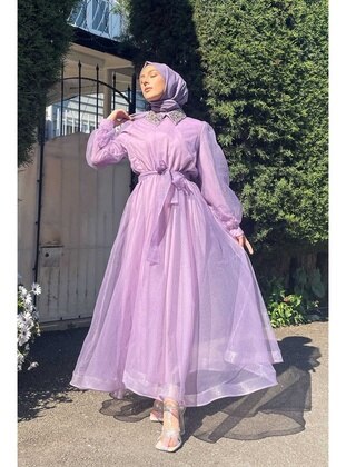 Lilac - Fully Lined - Modest Evening Dress - İmaj Butik