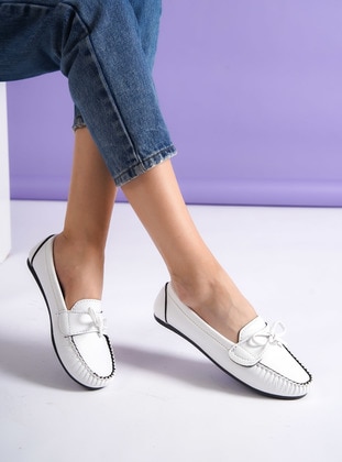 White - Casual - Flat Shoes - Shoescloud