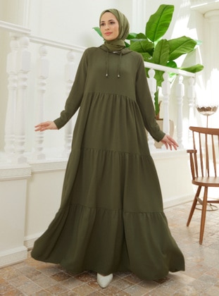 Khaki -  - Unlined - Modest Dress - Neways