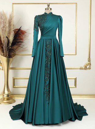 Emerald - Fully Lined - Crew neck - Modest Evening Dress - Senshe