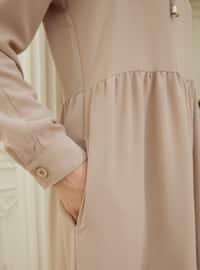Beige - - Unlined - Modest Dress