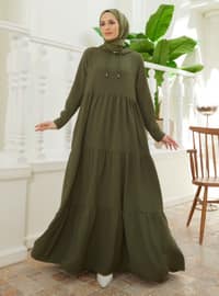 Khaki - - Unlined - Modest Dress