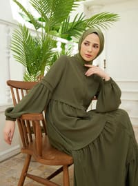 Khaki - Unlined - Modest Dress