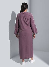 Lavender - Unlined - Crew neck - Plus Size Dress
