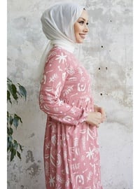 Pink - Unlined - Modest Dress