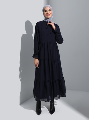Modest Dress - Navy Blue - Refka