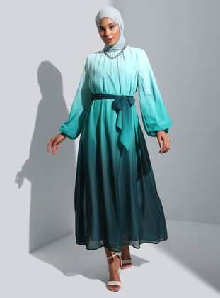Green - Modest Evening Dress - Refka