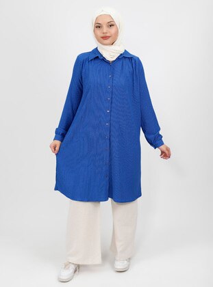 Saxe Blue -  - Plus Size Tunic - Armağan Butik