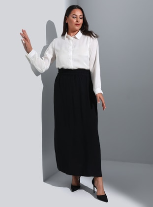 Black - Unlined - Plus Size Skirt - Alia