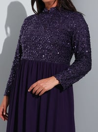 Dusty Lilac - Fully Lined - Crew neck - Plus Size Evening Dress