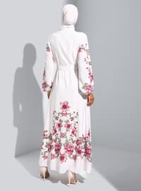 Dusty Rose - Floral - Button Collar - Unlined - Modest Dress