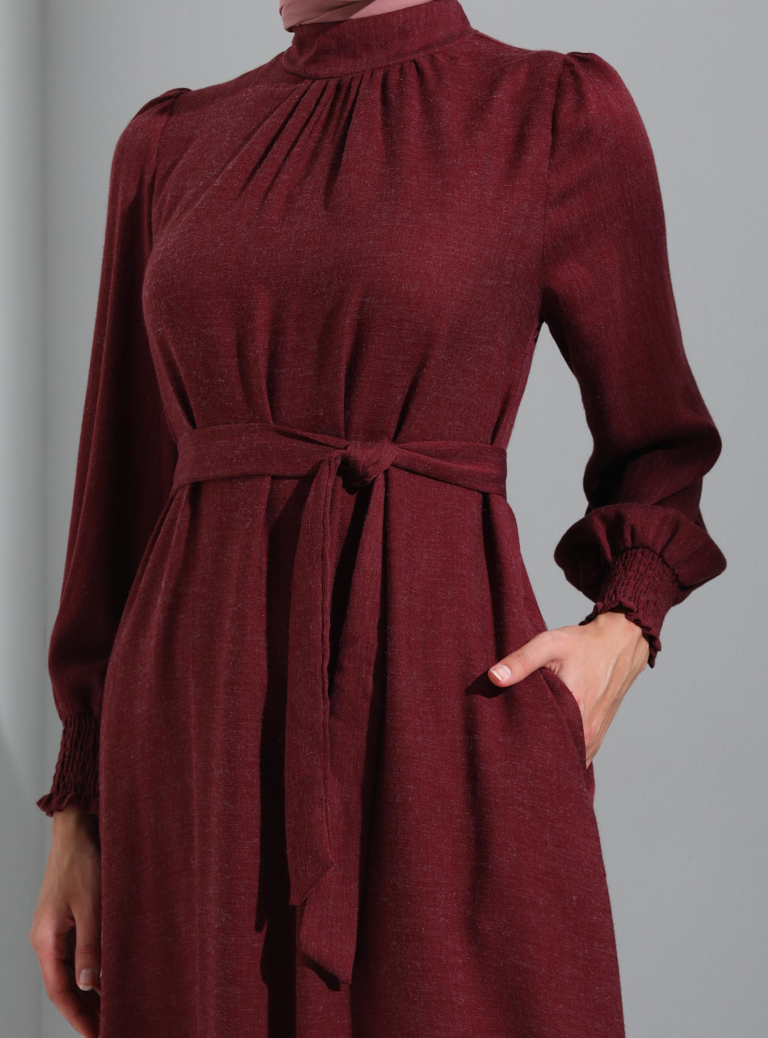 Burgundy - Modest Dress