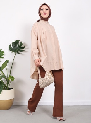 Stone Color - Crew neck - Tunic - Vav