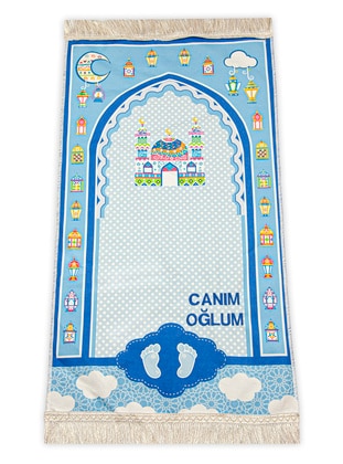 Blue - Digitally Printed Children`s Prayer Mat for My Dear Son - İhvan