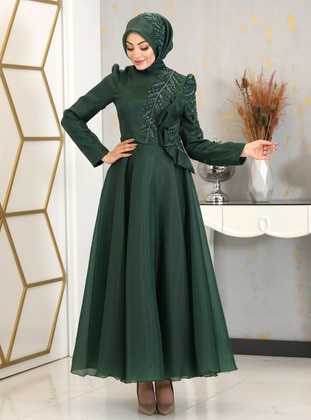 Emerald - Fully Lined - Crew neck - Modest Evening Dress - Piennar