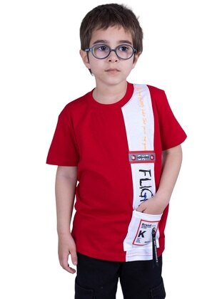 Red - Boys` T-Shirt - İrem Çocuk Giyim