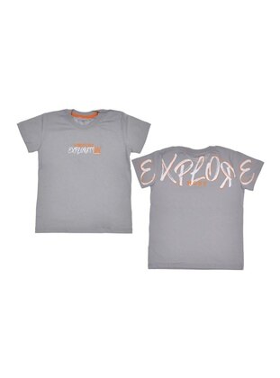 Grey - Boys` T-Shirt - İrem Çocuk Giyim
