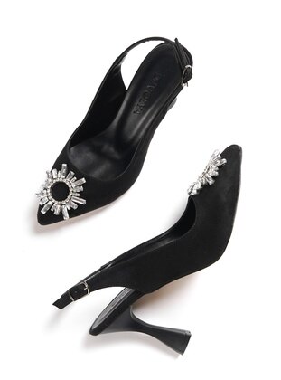Black Suede - Evening Shoes - DİVOLYA