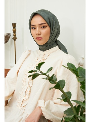 Khaki - Scarf - Silk Home