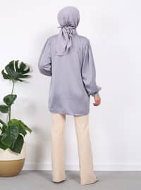 Grey - Point Collar - Blouses