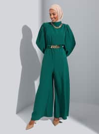 Unlined - Crew neck - Emerald - Evening Jumpsuits