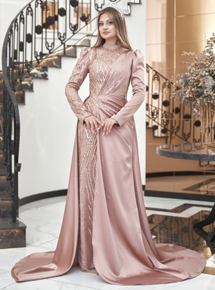 Copper color - Fully Lined -  - Modest Evening Dress - Aslan Polat