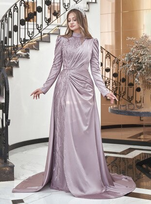 Powder Pink - Fully Lined -  - Modest Evening Dress - Aslan Polat