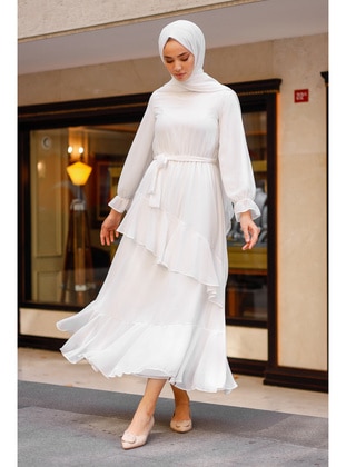 SARETEX White Modest Dress