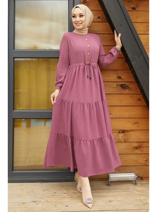 Dusty Rose - Button Collar - Unlined - Modest Dress - InStyle
