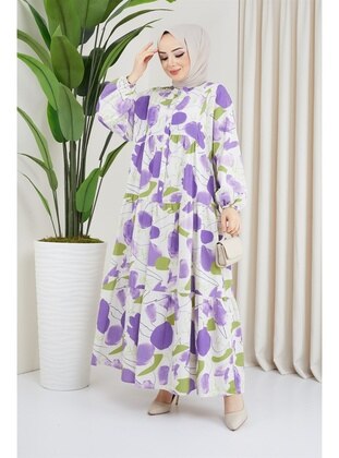 Purple - Modest Dress - Akra Moda