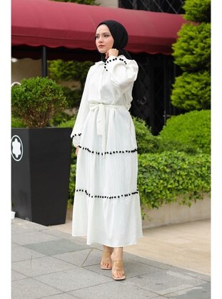 White - Modest Dress - Meqlife