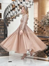 Copper color - Fully Lined - - Modest Evening Dress