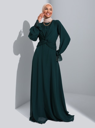 Emerald - Fully Lined - Crew neck - Modest Evening Dress - Refka