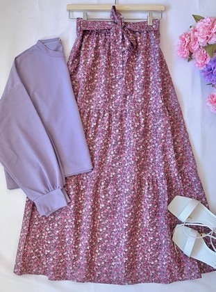 Lilac - Floral - Unlined - Suit - Ceylan Otantik