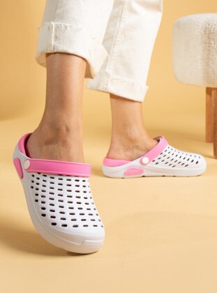 White - Pink - Sandal - Sandal - Pembe Potin